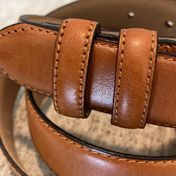 Brooks Brothers Stitched Leather Belt with Brass Buckle Size 34